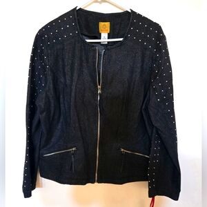 Ruby Rd. Black Studded Jean Jacket
